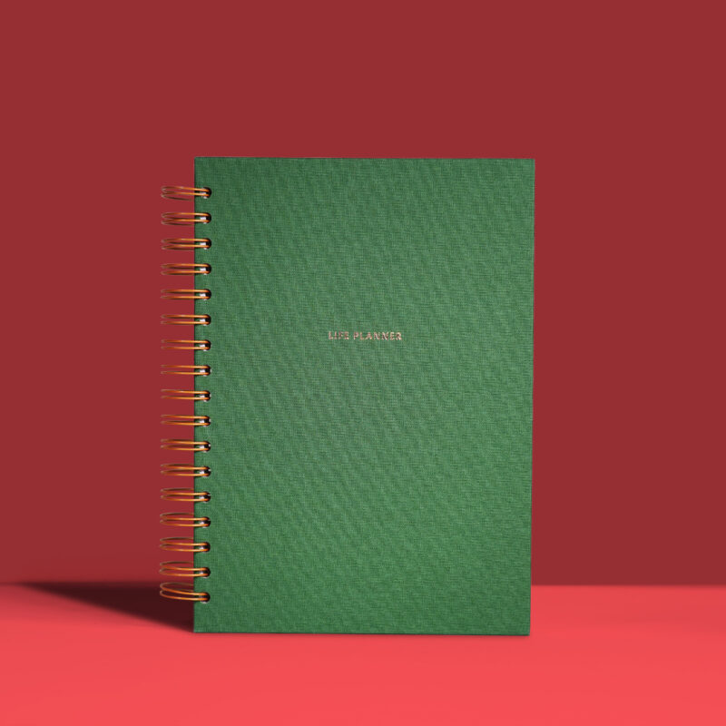 Life planner zielone płótno